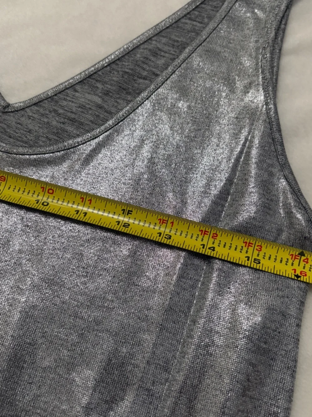 Metallic Silver V-Neck Tank Top - Picture 3 of 3